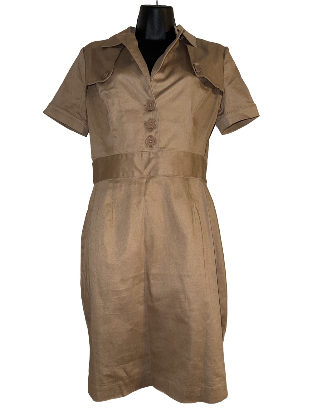Alexia Admor Tan Short-Sleeve Shirtwaist Midi Dress